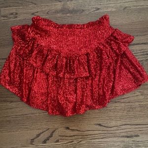 SASSY SHORTCAKE BOUTIQUE Sparkly Red Skirt SIZE: SMALL